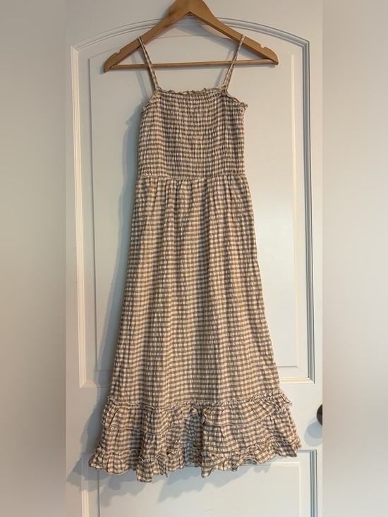 Sim & Sam Dresses & Skirts - Sim & Sam Gingham Strapless Maxi Dress in Beige & White Checkered Size Xtra S